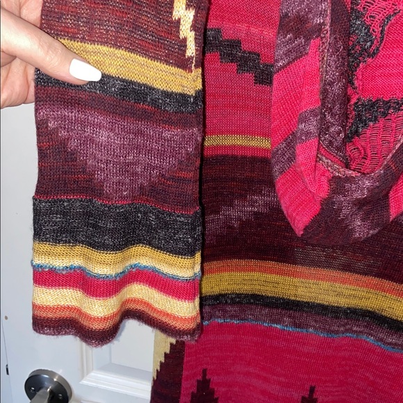 Free People 🕊️ Lima Long Knit Hooded Aztec Cardigan STUNNING 💕 - Picture 11 of 12